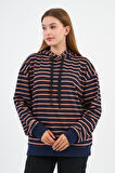 Çizgili Kapüşonlu Sweatshirt (UNX-00242-WN)