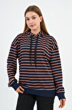 Çizgili Kapüşonlu Sweatshirt (UNX-00242-WN)