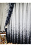 Yeni Tasarım Lacivert Serpinti  Sağ/Sol Takım Tül Fon Perde