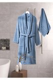Bornoz - Havlu Seti Carla İndigo Mavi L/XL+50x90cm