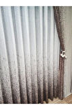 Yeni Tasarım Kahverengi-Vizon Serpinti  Sağ/Sol Takım Tül Fon Perde