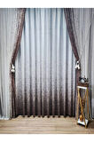 Yeni Tasarım Kahverengi-Vizon Serpinti  Sağ/Sol Takım Tül Fon Perde