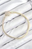 Pirinç Charm Zirkon Taşlı Kalp Model Gold Renk Kadın Bileklik 5886