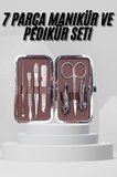 7 Parça Paslanmaz Çelik Manikür ve Pedikür Seti Çantalı Profesyonel