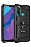 Uray store Huawei Y6P Kılıf Sofya Yüzüklü Silikon Kapak - Siyah