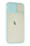 Uray store Apple iPhone 12 Kılıf Palm Buzlu Kamera Sürgülü Silikon - Turkuaz
