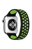Uray store Apple Watch 42mm Ayarlı Delikli Silikon Kordon - Siyah-Yeşil