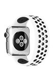 Uray store Apple Watch 38mm Ayarlı Delikli Silikon Kordon - Beyaz-Siyah