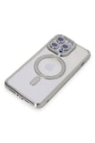 Uray store Apple iPhone 14 Pro Max Kılıf Joke Simli Magneticsafe Kılıf - Gümüş