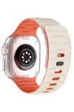 Uray store Apple Watch Ultra 49mm Wowen Kordon - Beyaz-Turuncu