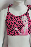 Pembe Kız Çocuk Leopar Desenli Plaj Çantalı Bikini Kız Çocuk Pembe Çantalı Bikini