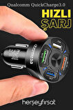 OTO ŞARJ CİHAZI 4 LÜ USB SİYAH 