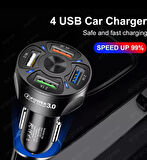 OTO ŞARJ CİHAZI 4 LÜ USB SİYAH 