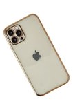 Newface Apple iPhone 12 Pro Max Kılıf Razer Lensli Silikon - Gold
