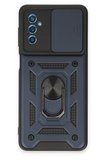 Newface Samsung Galaxy M52 5G Kılıf Pars Lens Yüzüklü Silikon - Lacivert