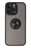 Newface Apple iPhone 14 Pro Kılıf Montreal Yüzüklü Silikon Kapak - Siyah
