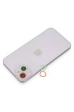 Newface Apple iPhone 13 Mini Renkli Kamera Lens Koruma Cam - Yeşil-Pembe
