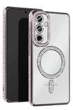 Newface Samsung Galaxy S25 Kılıf Joke Simli Magneticsafe Kılıf - Gümüş