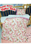 %100 Pamuklu İsim Nakışlı Çocuk Uyku Seti 5 Parça Peluş Ayıcık Ve Çiçek Desen 100x150 Cm
