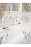 60x120 Nakışlı İsimli Bebek Uyku Seti 17 Parça - Lüks Cibinlik Ve Aparat - Gökkuşağı