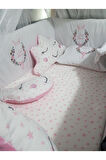 70x110 Nakışlı Bebek Uyku Seti İsimli - Lüks Cibinlik Ve Aparat - Çiçek Melek Kanadı Motifi