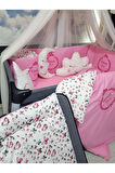 70x120 Nakışlı Bebek Uyku Seti İsimli - Lüks Cibinlik Ve Aparat - Başak Taç Motifi