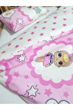5 Parça 90x130 Bebek Uyku Seti - Yorgan Yastık Çarşaf Takımı - Sevimli Kız Karakterli