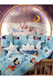 60x120 Bebek Uyku Seti - Cibinliksiz - Mavi Mickey & Minnie (MOBİLYA BEŞİK HARİÇ)