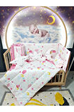 60x120 Bebek Uyku Seti 12 Parça - Cibinlik Ve Aparat Dahil - Ay Bulut Yıldız