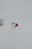 Gold Mini Kırmızı Kalpli Helix Piercing Kıkırdak Lob