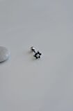 Gümüş Renkli Siyah Çiçekli Helix Piercing Kıkırdak Lob