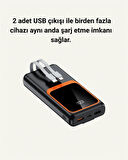20000 mAh Powerbank | Çok Kablolu, Dijital Göstergeli, Yüksek Hızlı Şarj Cihazı