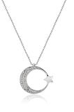 Ay Yıldız Figürlü Rodyum Kapalama Nano Zirkon Kolye