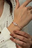 Baget Taşlı Elmas Modeli Rose Gold Kaplama 925 Ayar Gümüş Bileklik - Uvps200161