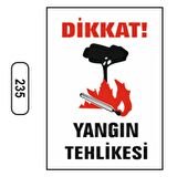 Dikkat Yangın Tehlikesi Uyarı Levhası