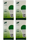 Uzlight 10W(75W) 8200K (Yeşil Işık) E27 Duylu Led Ampul (4 Adet)