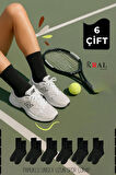 Unisex Siyah 6 Çift Pamuklu Tenis Spor Uzun Soket Boy Çorap