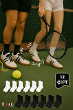 Unisex  12 Çift Pamuklu Tenis Spor Uzun Soket Boy Çorap
