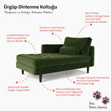 Ürgüp Yeşil Renk Dinlenme Koltuğu Kitap Okuma Koltuğu Josefin Koltuk Sağ Kolçaklı Baby Face Kumaş Sağ Köşe