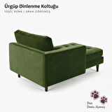 Ürgüp Yeşil Renk Dinlenme Koltuğu Kitap Okuma Koltuğu Josefin Koltuk Sağ Kolçaklı Baby Face Kumaş Sağ Köşe