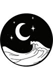 Mehtap Ay Ve Yıldız Temalı Sticker 10 X 10 Cm