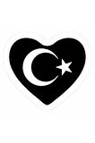 Kalp Türk Bayrağı Motosiklet Siperlik Sticker 10 X 10 Cm