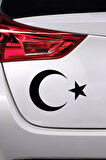 Ay Yıldız Sticker Oto Motor Laptop Duvar Folyo Sticker 40 X 28 Cm