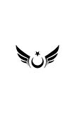Kanatlı Ay Yıldız Oto özel yeni sticker Siyah 30 x 15 cm