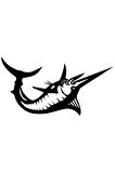 Kılıç Balığı Oto Motor Laptop Duvar Folyo Sticker 15x7 Cm