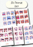 Hayvan Temalı 5'li Sticker | Bullet Journal | Notebook | Ajanda | Scrapbook Için Uygun Set