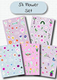 Çiçek Temalı 5'li Sticker | Bullet Journal | Notebook | Ajanda | Scrapbook Için Uygun Set