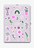 Çiçek Temalı 5'li Sticker | Bullet Journal | Notebook | Ajanda | Scrapbook Için Uygun Set