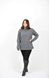 Mualta Unisex Antrasit Balıkçı Yaka Sweatshirt 