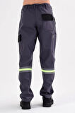 Mualta Softshell Su Kaydırıcı Rüzgar Geçirmez Pantolon Gri 5 Cepli Fosforlu Likralı 